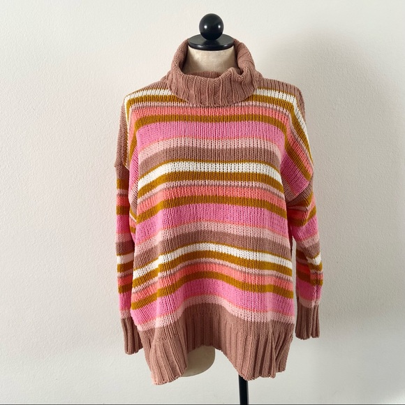 aerie Sweaters - Aerie pink brown knit chenille turtleneck sweater tunic top new with tags NWT